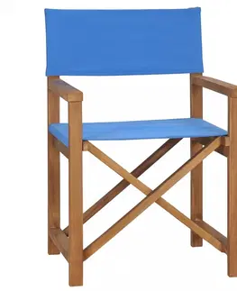 Zahradní křesla a židle Režisérská židle teakové dřevo Dekorhome Modrá