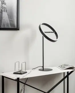 Stolní lampy Lucande Stolní lampa LED Lucande Yekta, 3stupňová, černá