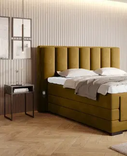 Postele Artelta Manželská postel VEROS Boxspring | elektrická polohovatelná 140 x 200 cm Barva: Flores 22