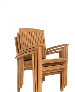 Zahradní židle a křesla DEOKORK Zahradní pevné křeslo HARMONY (teak)