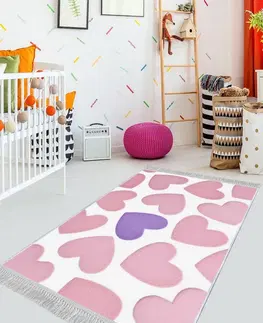 Koberce a koberečky Conceptum Hypnose Dětský koberec Hearts 80x120 cm růžový