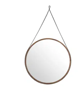 Luxusní a designová zrcadla Estila Moderní nástěnné zrcadlo Vita Naturale ze dřeva kulaté hnědé 75cm