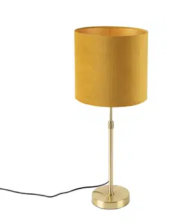 Stolni lampy Stolní lampa zlatá / mosaz se sametovým odstínem žlutá 25 cm - Parte