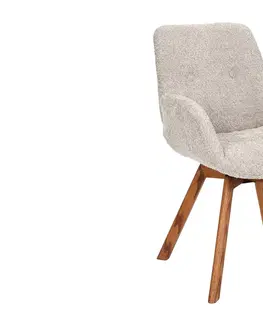 Luxusní jídelní židle Estila Designová moderní otočná židle Gothenborg se světlým béžový buklé čalouněním as opěrkami na ruce 61 cm