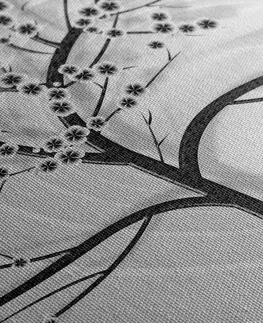 Černobílé obrazy Obraz moderní černobílý strom na abstraktním pozadí