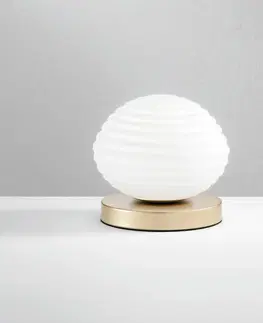 Stolní lampy Eco-Light Stolní lampa Ripple, zlatá barva/opál, Ø 18 cm