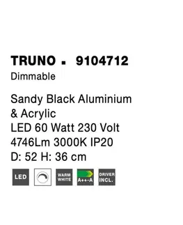 LED stropní svítidla NOVA LUCE stropní svítidlo TRUNO černý hliník a akryl LED 60W 230V 3000K IP20 stmívatelné 9104712