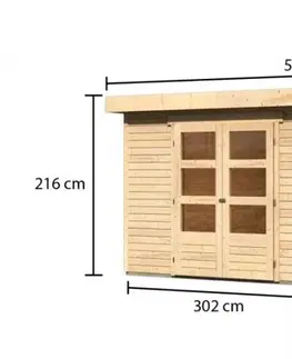 Dřevěné plastové domky Dřevěný zahradní domek ASKOLA 6 s přístavkem 240 Lanitplast Šedá