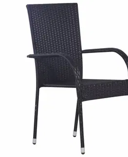 Zahradní křesla a židle Zahradní stohovatelné židle 2 ks polyratan Černá