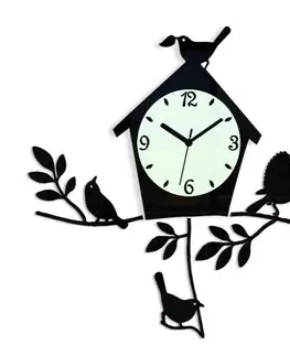 Nalepovací hodiny ModernClock Nástěnné hodiny Birds černé