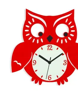Hodiny ModernClock Nástěnné hodiny Owl červené