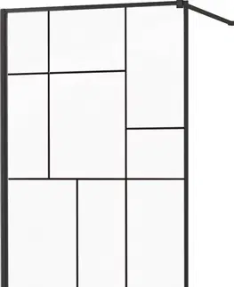 Sprchové zástěny MEXEN/S KIOTO Sprchová zástěna WALK-IN 140x200 cm 8 mm, černá, černý vzor 2 800-140-101-70-78