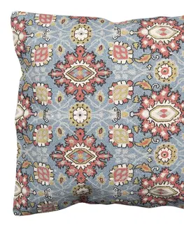 Dekorační polštáře Modrý režný bavlněný povlak na polštář s ornamenty - 50*50 cm Clayre & Eef KT032.062