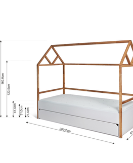 Postele ArtBel Dětská postel s přistýlkou ​​LOTTA domeček | šedá 90 x 200 cm