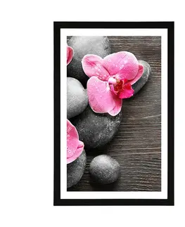 Feng Shui Plakát s paspartou elegantní kompozice s květinami orchideje
