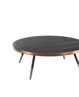 Designové a luxusní konferenční stolky Estila Art deco kulatý konferenční stolek Forma Moderna černý mramor 90cm