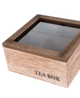 Příslušenství pro přípravu čaje a kávy Dřevěný box na čajové sáčky TEA, 16 x 16 x 8 cm