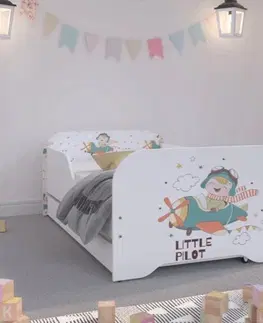 Dětské postele Moderní dětská postel pro malé piloty 140 x 70 cm