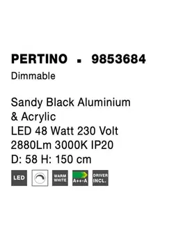 LED lustry a závěsná svítidla NOVA LUCE závěsné svítidlo PERTINO černý hliník a akryl LED 48W 230V 3000K IP20 stmívatelné 9853684