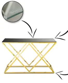 Konzolové stolky DekorStyle Konzolový stůl Dejres černo-zlatý
