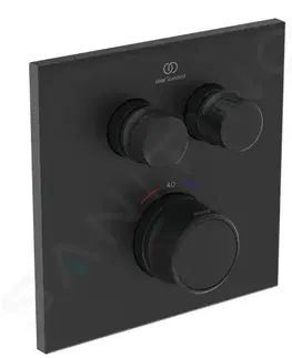 Koupelnové baterie IDEAL STANDARD CeraTherm Navigo Termostatická sprchová baterie pod omítku pro 2 spotřebiče, hedvábná černá A7302XG