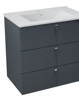 Koupelnový nábytek SAPHO MITRA umyvadlová skříňka, 3 zásuvky, 74,5x70x45,2 cm, antracit MT082