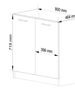 Kuchyňské dolní skříňky Ak furniture Kuchyňská skříňka pod dřez Olivie S 80 cm matná bílá/černá lesk