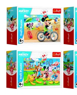 Hračky puzzle TREFL -  Mini puzzle 54 dílků Mickey Mouse Disney/ Den s přáteli 4 druhy