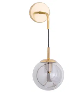 Designové nástěnné lampy Estila Art-deco stylová nástěnná lampa Globe s kouřovým motivem zlaté barvy z kovu 60cm