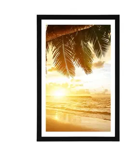 Příroda Plakát s paspartou východ slunce na karibské pláži