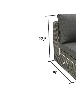 Zahradní židle a křesla DEOKORK Ratanový středový díl BORNEO LUXURY (šedá)