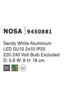 Osvětlení stěn Nova Luce Interiérové nástěnné světlo Nosa - 2 x 10 W, GU10, 56 x 180 mm, bílá NV 9450881