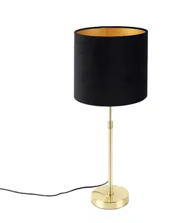 Stolni lampy Stolní lampa zlatá / mosazná s černým sametovým odstínem 25 cm - Parte