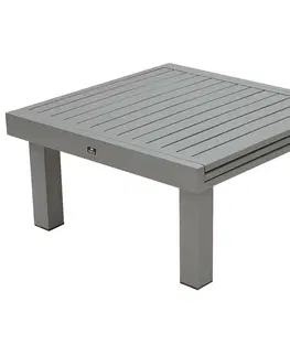 Zahradní stolky DEOKORK Hliníkový stůl rozkládací i výškově nastavitelný 90/150x90 cm TITANIUM (2v1)