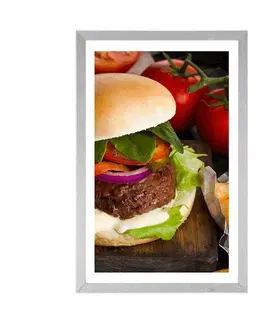 S kuchyňským motivem Plakát s paspartou americký hamburger