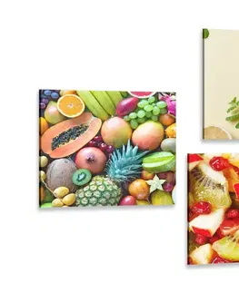 Sestavy obrazů Set obrazů šťavnaté ovoce