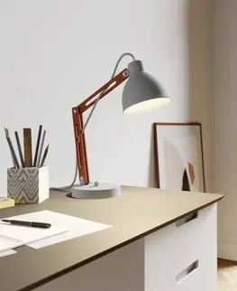 Stolní lampy kancelářské Lamkur Stolní lampa Skansen, nastavitelná, šedá