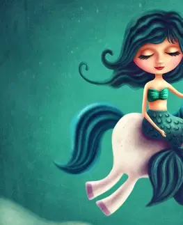 Dětské obrazy Obraz malá mořská panna s jednorožcem