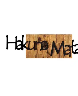 Bytové doplňky a dekorace Wallity Nástěnná dřevěná dekorace HAKUNA MATATA hnědá/černá