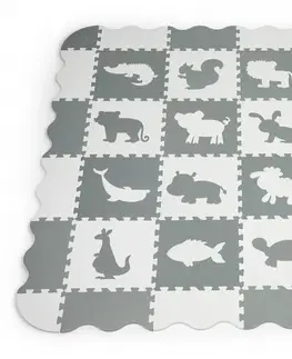 Pěnové puzzle na zem ECOTOYS Pěnová puzzle podložka Animals šedá - 36 kusů
