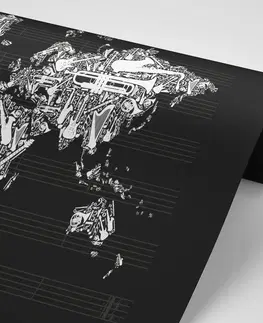 Samolepící tapety Samolepící tapeta hudební mapa světa
