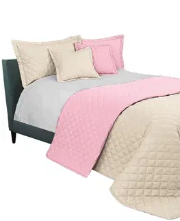 Světlé přehozy na postel Kvalitní prošívaný přehoz v béžovo růžové barvě 220 x 240 cm