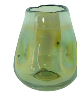 Dekorativní vázy Zelená ručně foukaná skleněná váza - Ø 10*12 cm Clayre & Eef 6GL4091GR