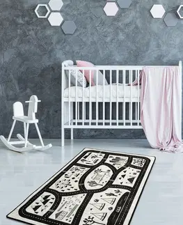 Koberce a koberečky Conceptum Hypnose Dětský koberec Black City 100x160 cm bílý/černý