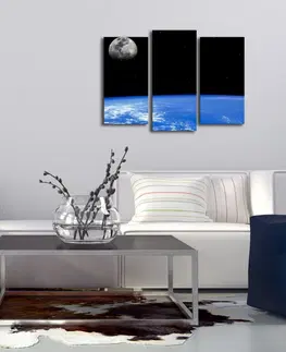 Obrazy Hanah Home Vícedílný obraz s led osvětlením Země 66x45 cm