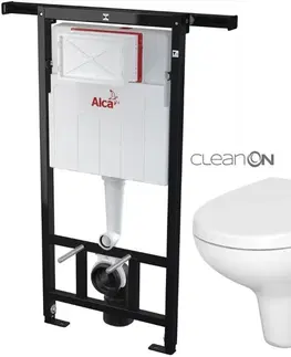 WC sedátka ALCADRAIN Jádromodul předstěnový instalační systém bez tlačítka + WC CERSANIT ARTECO CLEANON + SEDÁTKO AM102/1120 X AT1