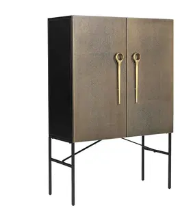 Stylové designové skříně Estila Art deco luxusní šatní skříň Manaslu z mangového dřeva a kovu ve zlaté barvě s patinou 150cm