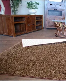 Koberce a koberečky Dywany Lusczow Kusový koberec SHAGGY Izebelie 5cm hnědý, velikost 100x500