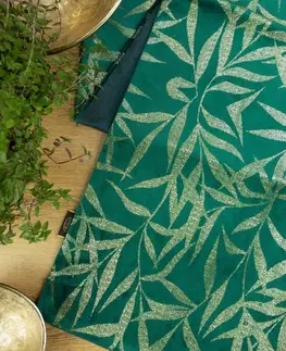 Dekorační ubrusy Sametový středový ubrus s potiskem zelené barvy