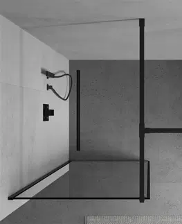 Sprchové zástěny MEXEN/S Kioto Sprchová zástěna WALK-IN 140 x 110 cm, černý vzor, černá 800-140-202-70-70-110